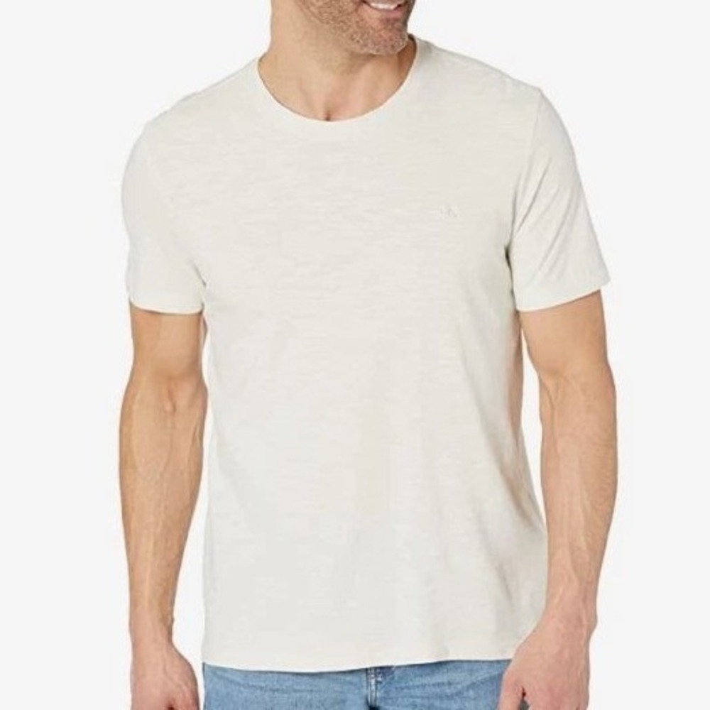 NWT Calvin Klein T-Shirt Men's 2XL Ivory Cotton Linen Classic Fit Crew Neck